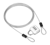 M METERXITY 1-Set Security Cable Lock with 3 Digit Combination Lock, 4.92FT PVC Coated Steel Luggage Lock Wire Rope for Luggage Suitcase/Outdoor Travel/Bike, Double Loop Cable [Silver]