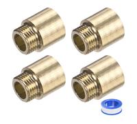 M METERXITY 1-Set Shower Head Extension Arm, Brass G1/2 Male to Female Extension Pipe Fitting Adapter with PTFE Thread Seal Tape for Shower/Faucet, Pipe Plumbing Coupler 1.18"/30mm 5pcs