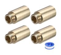 M METERXITY 1-Set Shower Head Extension Arm, Brass G1/2 Male to Female Extension Pipe Fitting Adapter with PTFE Thread Seal Tape for Shower/Faucet, Pipe Plumbing Coupler 1.97"/50mm 5pcs