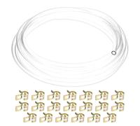M METERXITY 1-Set Tubing Carburetor Fuel Vent Line, 6mm(0.24") ID 8mm(0.31") OD 4m(13') Long PU Gas Oil Tube with 20Pcs Pipe Clamps for ATV, Universal Petrol Pipe Replacement [Clear]