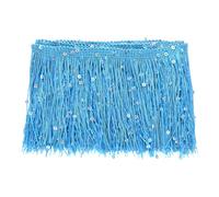 M METERXITY 1 Yard Sequin Tassel Fringe Trim 4 in Sparkling Polyester Fringe Trim Ribbon Boho Lace Sewing Trimming for Latin Dress/Skirt/DIY Sewing Crafts [Blue]