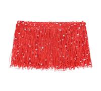 M METERXITY 1 Yard Sequin Tassel Fringe Trim 4 in Sparkling Polyester Fringe Trim Ribbon Boho Lace Sewing Trimming for Latin Dress/Skirt/DIY Sewing Crafts [Red]