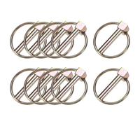 M METERXITY 10-Pack 1/4" Linch Pin with Ring, 1-3/16" Carbon Steel Lynch Pin Trailer Pins for Boat/Truck/Tractor/Trolley/Lawn Mower, Lock Clips Fastener Pin [6x30mm, Colored Zinc]