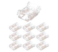 M METERXITY 10-Pack 4-Pin 10mm LED Strip Lights Connectors, Strip Wire Solderless Snap Down Connectors for Single Color LED Light Strips COB 2835 3528 [Clear]