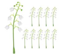 M METERXITY 10-Pack Artificial Flower with Stems White Green | Fake Lily of the Valley Flowers Leaf, for DIY Flower Garland, Wedding Decoration, Photo Props, Faux Floral Leaves