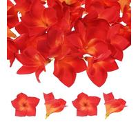 M METERXITY 10-Pack Artificial Plumeria Flowers, Fake Silk Heads Flower Hawaiian Plumeria Petal for DIY Crafts/Dress/Wedding/Party Decoration [Sunset Red, 3.9"/ 10cm]
