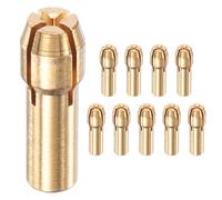 M METERXITY 10-Pack Brass Drill Chuck, 1/25 Inch/ 1 mm Collets Set Quick Change Replacement 4.8mm Shank Diameter for Rotary Tools/Electric Drills [Golden]