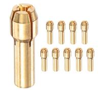 M METERXITY 10-Pack Brass Drill Chuck, 5/64 Inch/ 1.6 mm Collets Set Quick Change Replacement 4.2mm Shank Diameter for Rotary Tools/Electric Drills [Golden]