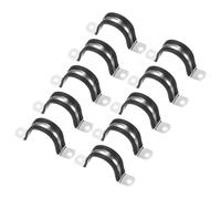 M METERXITY 10-Pack Cable Clamps, 1-1/2 Inch/ 38 mm 304 Stainless Steel Rubber Cushioned Insulated Cable Clamp U Shape Metal Holder for Tube/Wire/Pipe/Loop Installation