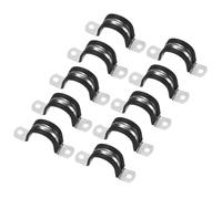 M METERXITY 10-Pack Cable Clamps, 1-3/16 Inch/ 30 mm 304 Stainless Steel Rubber Cushioned Insulated Cable Clamp U Shape Metal Holder for Tube/Wire/Pipe/Loop Installation