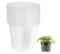 M METERXITY 10 Pack Clear Nursery Pots with Drainage Holes, Sturdy Plastic Seedling Starter Pots for Plants, Vegetable, Succulent, Propagation, Root Cutting, Seed Starting [6'' x 5'']