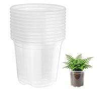 M METERXITY 10 Pack Clear Nursery Pots with Drainage Holes, Sturdy Plastic Seedling Starter Pots for Plants, Vegetable, Succulent, Propagation, Root Cutting, Seed Starting [5'' x 4'']