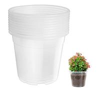 M METERXITY 10 Pack Clear Nursery Pots with Drainage Holes, Sturdy Plastic Seedling Starter Pots for Plants, Vegetable, Succulent, Propagation, Root Cutting, Seed Starting [7'' x 6'']