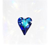 M METERXITY 10-Pack Colorful Garden Suncatchers, 1.1 Inch Crystal Hanging Crystals for Windows, Heart Glass Suncatcher for Indoor and Outdoor Decoration [Blue]