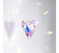 M METERXITY 10-Pack Colorful Garden Suncatchers, 1.1 Inch Crystal Hanging Crystals for Windows, Heart Glass Suncatcher for Indoor and Outdoor Decoration [Red]