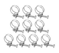 M METERXITY 10-Pack Double Wire Hose Clamp, 21-25mm Stainless Steel Hose Clips Pipe Tube Clamps with M6 Bolt Adjustable for Dust Collection Hose/Pump/Rubber/PVC Pipe Connect [Silver]