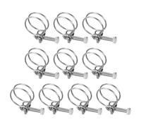 M METERXITY 10-Pack Double Wire Hose Clamp, 25-29mm Stainless Steel Hose Clips Pipe Tube Clamps with M6 Bolt Adjustable for Dust Collection Hose/Pump/Rubber/PVC Pipe Connect [Silver]