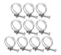 M METERXITY 10-Pack Double Wire Hose Clamp, 32-36mm 304 Stainless Steel Hose Clips Pipe Tube Clamps with M6 Bolt Adjustable for Dust Collection Hose/Pump/Rubber/PVC Pipe Connect [Silver]