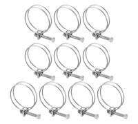 M METERXITY 10-Pack Double Wire Hose Clamp, 45-50mm Stainless Steel Hose Clips Pipe Tube Clamps with M6 Bolt Adjustable for Dust Collection Hose/Pump/Rubber/PVC Pipe Connect [Silver]