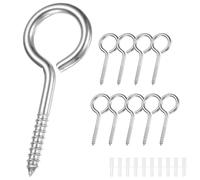 M METERXITY 10-Pack Eye Hooks Screw, M5 304 Stainless Steel Heavy Self Tapping Eye Bolts with Expanding Anchors for Wood Furniture/Hanging Artwork/Securing Cables, Ceiling Hooks [Silver]