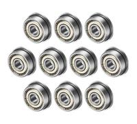 M METERXITY 10-Pack F624ZZ Flanged Ball Bearing, 4 x 13 x 5mm Double Metal Shielded Chrome Steel (GCr15) Flange Rip Bearings for Wheelbarrow/Printer/Fax Machines/Power Tools