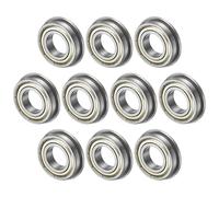 M METERXITY 10-Pack F6901ZZ Flanged Ball Bearing, 12mm x 24mm x 6mm Double Metal Shielded Z1 Chrome (GCr15) Steel Flange Rip Bearings for Wheelbarrow/Printer/Fax Machines/Power Tools