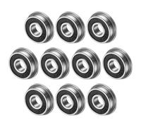 M METERXITY 10-Pack F695-2RS Flanged Ball Bearing, 5 x 13 x 4mm Double Rubber Shielded Chrome Steel (GCr15) Flange Rip Bearings for Wheelbarrow/Printer/Fax Machines/Power Tools