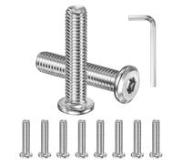 M METERXITY 10-Pack Flat Head Socket Cap Screws, M10x45mm 304 Stainless Steel Hex Drive Fastener Kit with Hex Key for Machine/Furniture/Automobile/Marine, Full Thread Hexagon Bolts