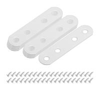 M METERXITY 10-Pack Flat Straight Brackets, 2.95 x 0.71 Inch Flat Bracket Mending for Wood Furniture/ Timber PC Case Holder, Plate Furniture Brace [White]
