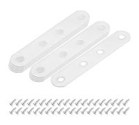 M METERXITY 10-Pack Flat Straight Brackets, 3.74 x 0.71 Inch Flat Bracket Mending for Wood Furniture/ Timber PC Case Holder, Plate Furniture Brace [White]