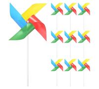 M METERXITY 10-Pack Four Blades Rainbow Pinwheels, 11 Inch Plastic Wind Spinners Outdoor Flower Windmill for Party Decorations/Yard/Garden, Toy Wind Spinners [Multicolor]