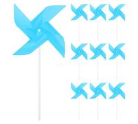M METERXITY 10-Pack Four Blades Rainbow Pinwheels, 11 Inch Plastic Wind Spinners Outdoor Flower Windmill for Party Decorations/Yard/Garden, Toy Wind Spinners [Light Blue]