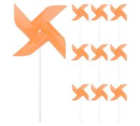 M METERXITY 10-Pack Four Blades Rainbow Pinwheels, 11 Inch Plastic Wind Spinners Outdoor Flower Windmill for Party Decorations/Yard/Garden, Toy Wind Spinners [Orange]