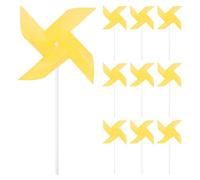 M METERXITY 10-Pack Four Blades Rainbow Pinwheels, 11 Inch Plastic Wind Spinners Outdoor Flower Windmill for Party Decorations/Yard/Garden, Toy Wind Spinners [Yellow]