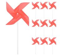 M METERXITY 10-Pack Four Blades Rainbow Pinwheels, 11 Inch Plastic Wind Spinners Outdoor Flower Windmill for Party Decorations/Yard/Garden, Toy Wind Spinners [Red]
