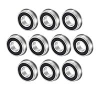 M METERXITY 10-Pack FR8-2RS Flanged Ball Bearing, 1/2" x 1-1/8" x 5/16" Double Rubber Shielded Chrome Steel (GCr15) Flange Rip Bearings for Wheelbarrow/Printer/Fax Machines/Power Tools