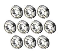 M METERXITY 10-Pack FR8ZZ Flanged Ball Bearing, 1/2" x 1-1/8" x 2/7" Double Metal Shielded Z1 Chrome (GCr15) Steel Flange Rip Bearings for Wheelbarrow/Printer/Fax Machines/Power Tools