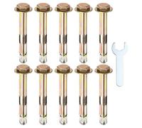 M METERXITY 10-Pack Hex Expansion Bolt, M8x70mm Colored Galvanized Iron-Carbon Steel External Hex Expansion Bolts W/ 14mm Wrench, Anti-Corrosion Metal Bolt for Concrete/Dry Brick/Block Walls