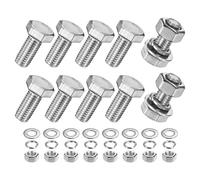 M METERXITY 10-Pack Hex Head Screw Bolt with Nuts Flat & Lock Washers M10x22mm Stainless Steel Bolts and Nuts Kit Fully Threaded Metric Bolt Assortment for Equipment/Machinery