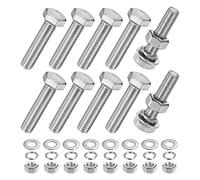 M METERXITY 10-Pack Hex Head Screw Bolt with Nuts Flat & Lock Washers M10x45mm Stainless Steel Bolts and Nuts Kit Fully Threaded Metric Bolt Assortment for Equipment/Machinery