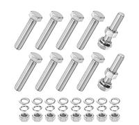 M METERXITY 10-Pack Hex Head Screw Bolt with Nuts Flat & Lock Washers M12x55mm Stainless Steel Bolts and Nuts Kit Fully Threaded Metric Bolt Assortment for Equipment/Machinery