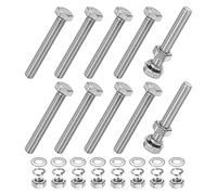 M METERXITY 10-Pack Hex Head Screw Bolt with Nuts Flat & Lock Washers M8x55mm Stainless Steel Bolts and Nuts Kit Fully Threaded Metric Bolt Assortment for Equipment/Machinery