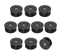 M METERXITY 10-Pack Inserts for Round Tubes with M8 Thread, 1.5" (38mm) OD Plastic Tube Insert for Chair/Table/Caster, Tubing End Cap Floor Protectors Metal Furniture Legs Glide Plug