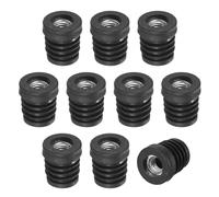 M METERXITY 10-Pack Inserts for Round Tubes with M8 Thread, 3/10" (19mm) OD Plastic Tube Insert for Chair/Table/Caster, Tubing End Cap Floor Protectors Metal Furniture Legs Glide Plug