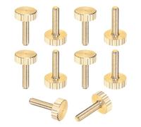 M METERXITY 10-Pack Knurled Thumb Screws, M3x12mm Solid Brass Flat Head Fully Threaded Knobs Bolts Fasteners W Grip for Electronic/Equipment/Industry/Home, Thumbscrew Threaded Knurled Tip