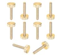 M METERXITY 10-Pack Knurled Thumb Screws, M3x16mm Solid Brass Flat Head Fully Threaded Knobs Bolts Fasteners W Grip for Electronic/Equipment/Industry/Home, Thumbscrew Threaded Knurled Tip
