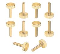 M METERXITY 10-Pack Knurled Thumb Screws, M4x16mm Solid Brass Flat Head Fully Threaded Knobs Bolts Fasteners W Grip for Electronic/Equipment/Industry/Home, Thumbscrew Threaded Knurled Tip