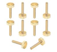 M METERXITY 10-Pack Knurled Thumb Screws, M4x20mm Solid Brass Flat Head Fully Threaded Knobs Bolts Fasteners W Grip for Electronic/Equipment/Industry/Home, Thumbscrew Threaded Knurled Tip