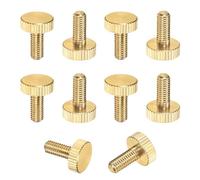 M METERXITY 10-Pack Knurled Thumb Screws, M5x12mm Solid Brass Flat Head Fully Threaded Knobs Bolts Fasteners W Grip for Electronic/Equipment/Industry/Home, Thumbscrew Threaded Knurled Tip
