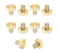 M METERXITY 10-Pack Knurled Thumb Screws, M6x8mm Solid Brass Flat Head Fully Threaded Knobs Bolts Fasteners W Grip for Electronic/Equipment/Industry/Home, Thumbscrew Threaded Knurled Tip